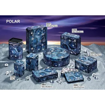 Dóza na potraviny POLAR tmavě modrá plechová dóza 3433 s hvězdnou oblohou