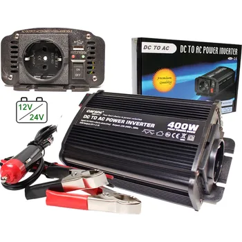 Měnič napětí CARSPA Měnič 12V-24V/230V 400W (800W) + USB