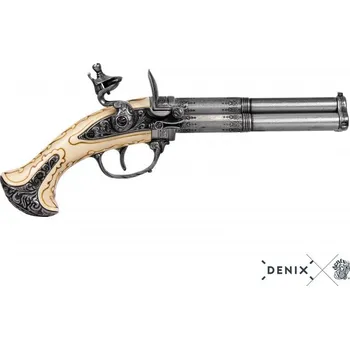 Replika zbraně Denix | 3 Hlavňová Pistole s Křesacím Zámkem