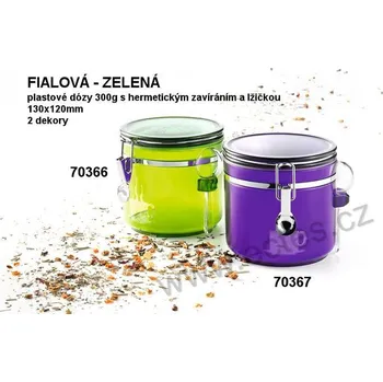 Dóza na potraviny plastová dóza fialová 300g + lžička