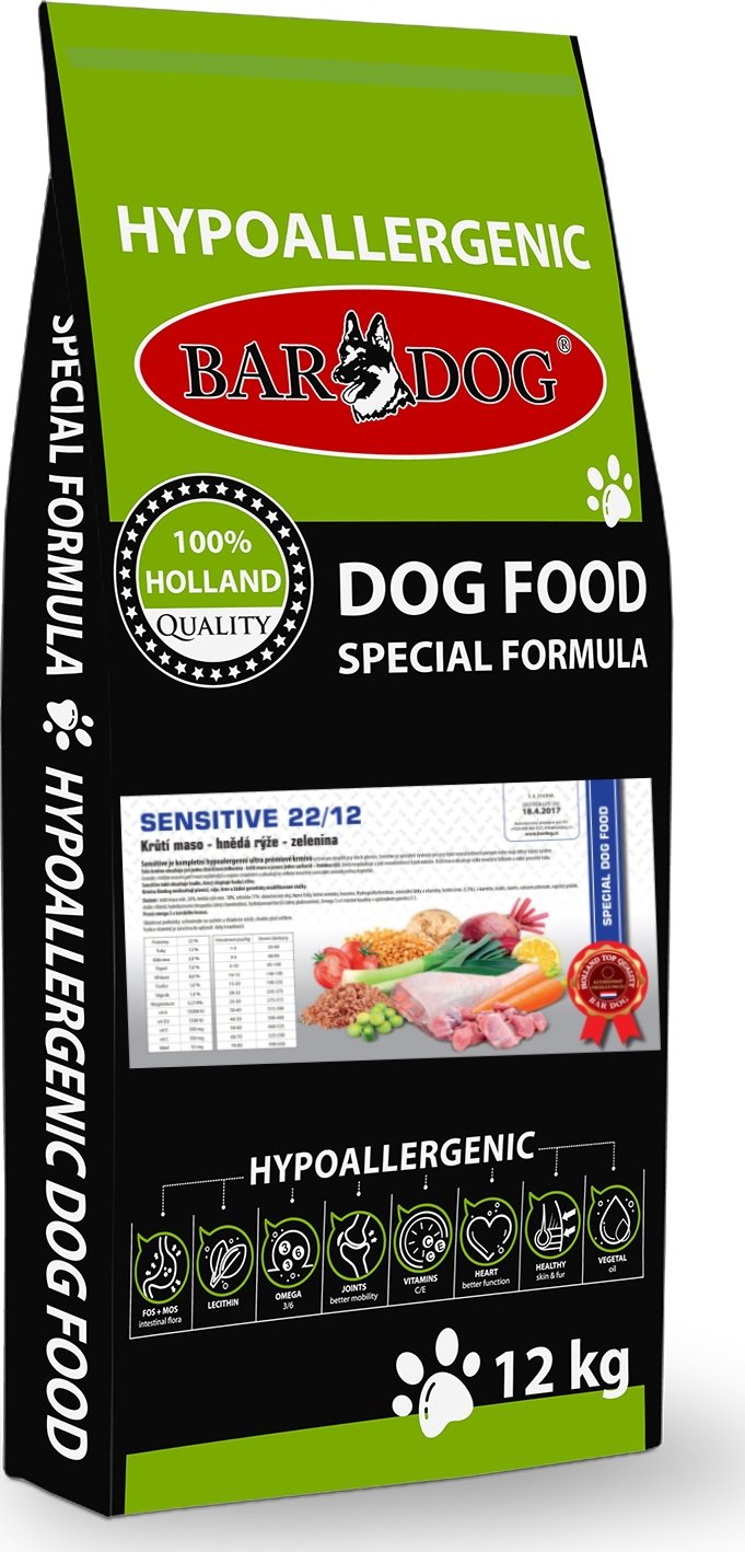 BARDOG SENSITIVE TURKEY/RICE 22/12 - hypoalergenní krmivo 12 kg