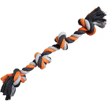 Hračka pro psa Uzel JUMBO HipHop bavlněný 4 knoty 61 cm / 700 g šedá, tm.šedá, oranžová