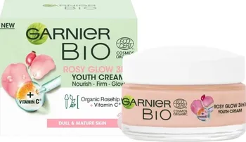 Pleťový krém Garnier Bio Rosy Glow Šípkový olej a vitamín C 3v1 denní péče 50 ml
