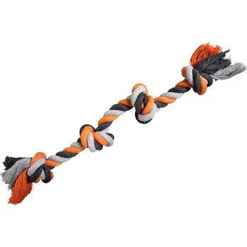 Hračka pro psa Uzel HipHop bavlněný 4 knoty 60 cm / 340 g šedá, tm.šedá, oranžová