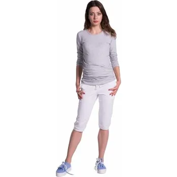 Be MaaMaa Moderní těhotenské 3/4 kalhoty s kapsami - bílé, vel. M, M (38)