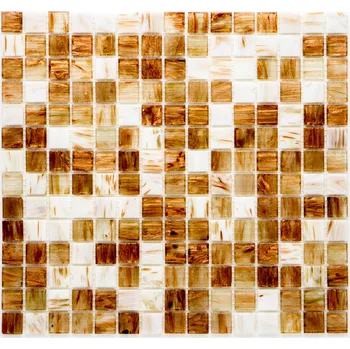 Obklad Skleněná mozaika bílá, zlatavá 20x20mm