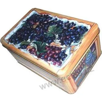 Dóza na potraviny HROZNY BEDNIČKA plechová dóza 2636/60 tmavé modré hrozny