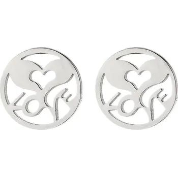 Souprava šperků Náušnice placičky se srdíčkem a nápisem Love chirurgická ocel VL 260