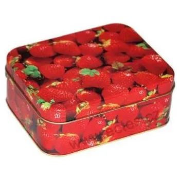 Dóza na potraviny STRAWBERRY JAHODY plechová dóza na sladkosti 7315 foto červených jahod