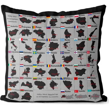 Dekorativní polštářek Polštářek Hlavní města (Velikost: 55 x 55 cm)