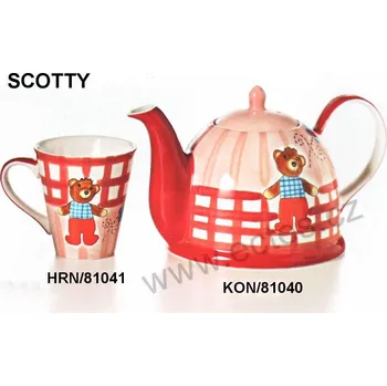 ChaCult SCOTTY keramický červenorůžový hrnek medvídek s kytičkou 300ml