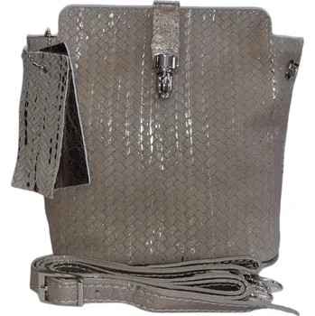 Facebag menší kožená crossbody s kovovým zapínáním béžovo zlatá 9603/56-53