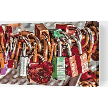 Malování podle čísel - Zámky lásky Velikost: 40x60cm, Rámování: Pouze srolované plátno