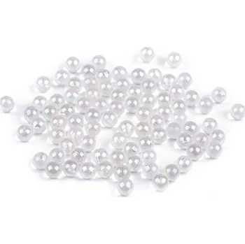 Perly / kuličky bez dírek Ø6 mm k nýtování duhované, barva 1 transparent AB