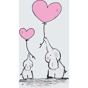 Malování podle čísel - Malí sloníci Velikost: 40x60cm, Rámování: Pouze srolované plátno