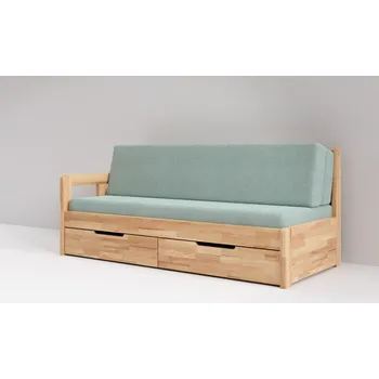 Postel BMB Tandem Harmony rozkládací postel s levou područkou - buk Moření: černá, Provedení: Jádrový buk cink, Typ: oblé rohy, Rozměr: 90/180 x 200 cm