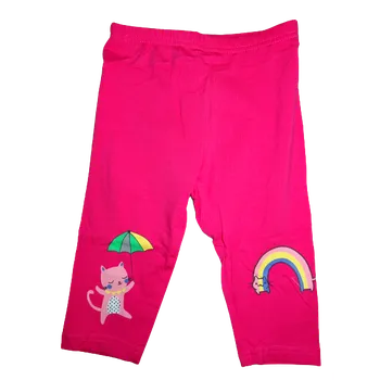 Dívčí 3/4 tmavě růžové legíny s kočičkou. 116