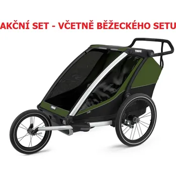 vozík za kolo Thule Chariot Cab 2 Cypress Green + bike set + kočárkový set + běžecký set