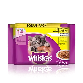 Krmivo pro kočku Whiskas Casserole Junior drůbeží v želé 4 x 85 g
