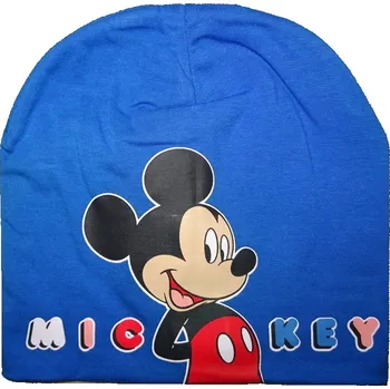 Čepice Chlapecká tenká modrá čepice s obrázkem myšáka Mickey mouse. 52