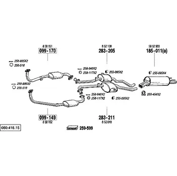 Tlumič výfuku střední tlumič levý Polmostrow 283211P, náhrada za Bosal 283-211