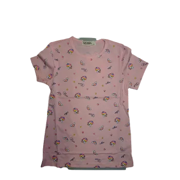 Dívčí tričko Dívčí růžové tričko s krátkým rukávem a potiskem Jedonorožece. 116