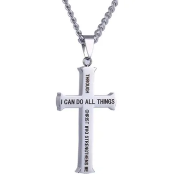 Přívěsek Křížek Philippians 4:13 s řetízkem