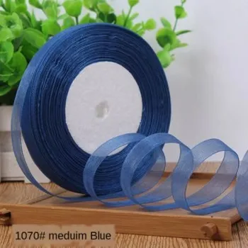 Party dekorace Stuha na balónky - Organza tmavě modrá 6mmx25m