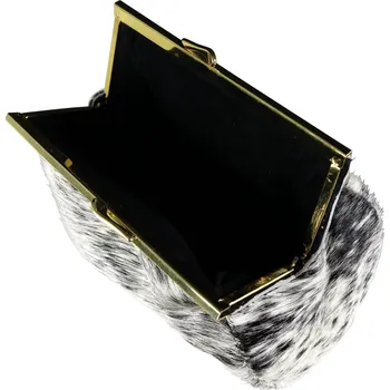 Kabelka Bílo šedá kabelka přes rameno z hovězí kůže - 16 * 14 * 9 cm