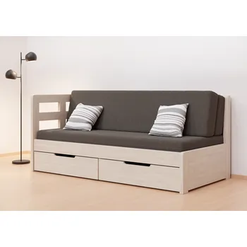 Postel BMB Tandem Harmony rozkládací postel s levým čelem - buk Moření: šedá, Provedení: Jádrový buk cink, Typ: oblé rohy, Rozměr: 90/180 x 200 cm