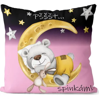 Dekorativní polštářek Polštářek Pšššt spinkám – růžová (Velikost: 40 x 40 cm)