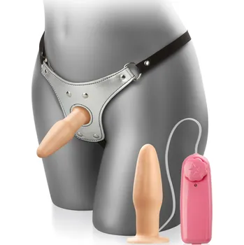 Připínací penis STRAP-ON S VIBRAČNÍM ANÁLNÍM KOLÍKEM - PENETRACE A MASÁŽ ANUSU - 790