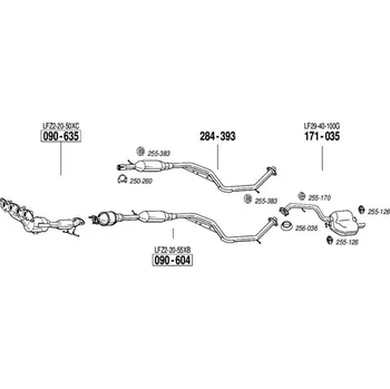 Výfuková trubka výfuková trubka střední Polmostrow 284393P, náhrada za Bosal 284-393