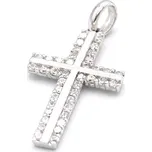 Přívěsek z bílého zlata, kříž se zirkony 1,15g