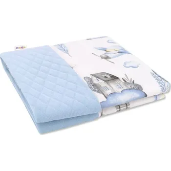 Dětská deka Baby Nellys Oboustranná prošívaná deka Bavlna + Velvet 100x70cm, Vláček, modrá