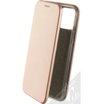 Pouzdro na mobilní telefon 1Mcz Elegance Book flipové pouzdro pro Apple iPhone 12, iPhone 12 Pro růžově zlatá (rose gold)