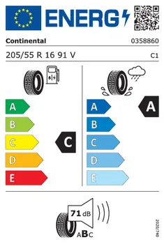 Energetický štítek letní osobní pneumatiky Continental PremiumContact 6 205/55 R16 91 V