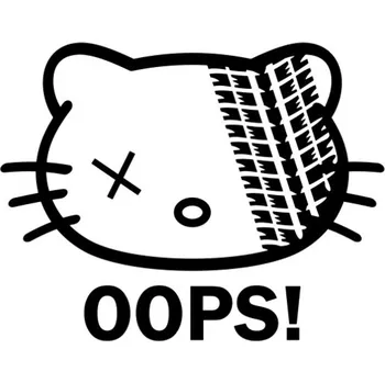 Samolepicí dekorace na vozidlo Samolepka přejetá kitty na auto a motorku, tuning nálepka (5291)