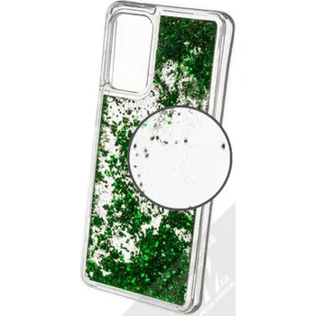 Pouzdro na mobilní telefon 1Mcz Liquid Hexagon Sparkle ochranný kryt s přesýpacím efektem třpytek pro Samsung Galaxy A72, Galaxy A72 5G zelená (green)