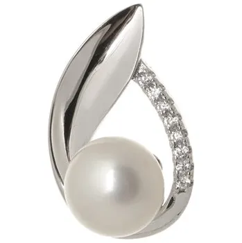 Přívěsek Stříbrný přívěšek s bílou perlou a zirkony STRZ0710F