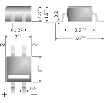 Elektronická stavebnice Diotec MYS250 můstkový usměrňovač MicroDIL 600 V 0.5 A jednofázové