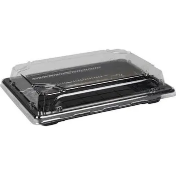 Jednorázové nádobí Miska na SUSHI včetně víčka 185 x 129 x 20 mm černá