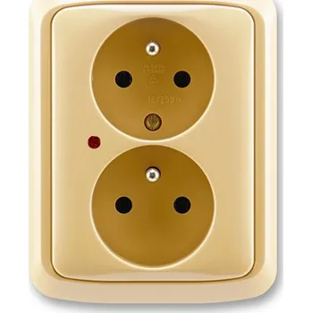 Elektrická zásuvka ABB 5592A-A2349 D Tango® Zásuvka dvojnásobná s ochrannými kolíky, s ochranou před přepětím, béžová
