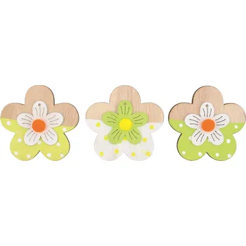 Vánoce Kytka dřevěné 6,5 cm na kolíčku 3 ks