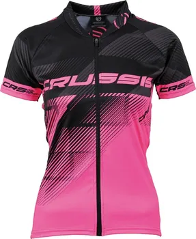 cyklistický dres CRUSSIS Dámský cyklistický dres s krátkým rukávem černý/růžový fluo XS