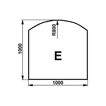Haas+Sohn Sklo pod kamna E čiré 1000x1000 , R=800 - tloušťka 6 mm