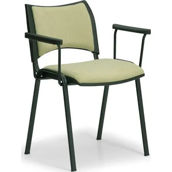 Konf. čalouněná židle s područkami - černá podnož, barva zelená