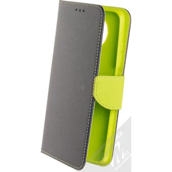 Pouzdro na mobilní telefon 1Mcz Fancy Book flipové pouzdro pro Xiaomi Redmi Note 9T modrá limetkově zelená (blue lime)