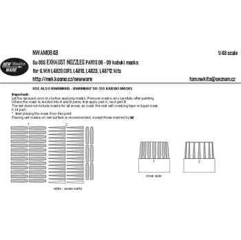 Plastikový model 1/48 Mask Su-35S EXH.NOZZLES parts D6-D9 (GWH)