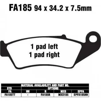 Brzdový komplet EBC FA185 MX S sintrované brzdové destičky pro motorku